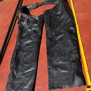Black leather chaps for women.